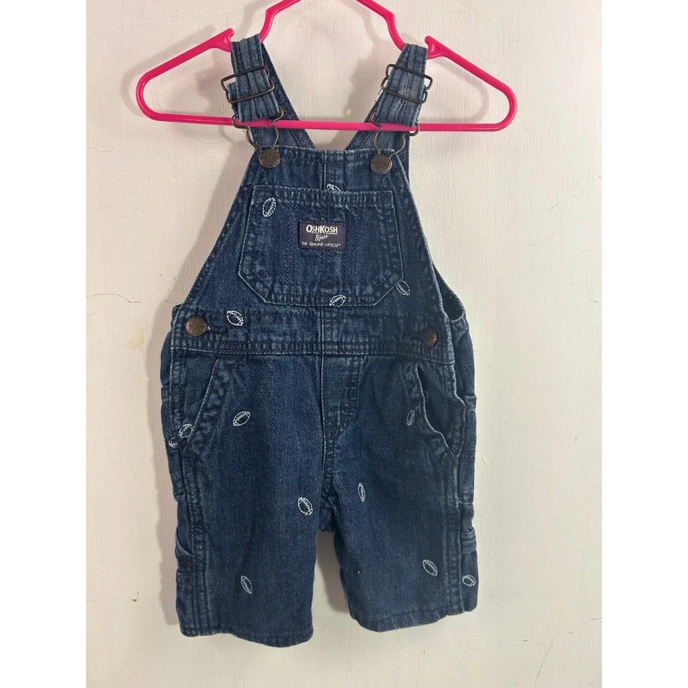 OshKosh B'gosh Overalls 18M Blue Heart Print Denim Bib Kids